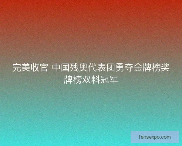 完美收官 中国残奥代表团勇夺金牌榜奖牌榜双料冠军